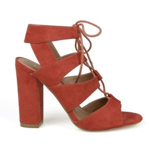 Burnt Orange Block Heels - Hotsoles